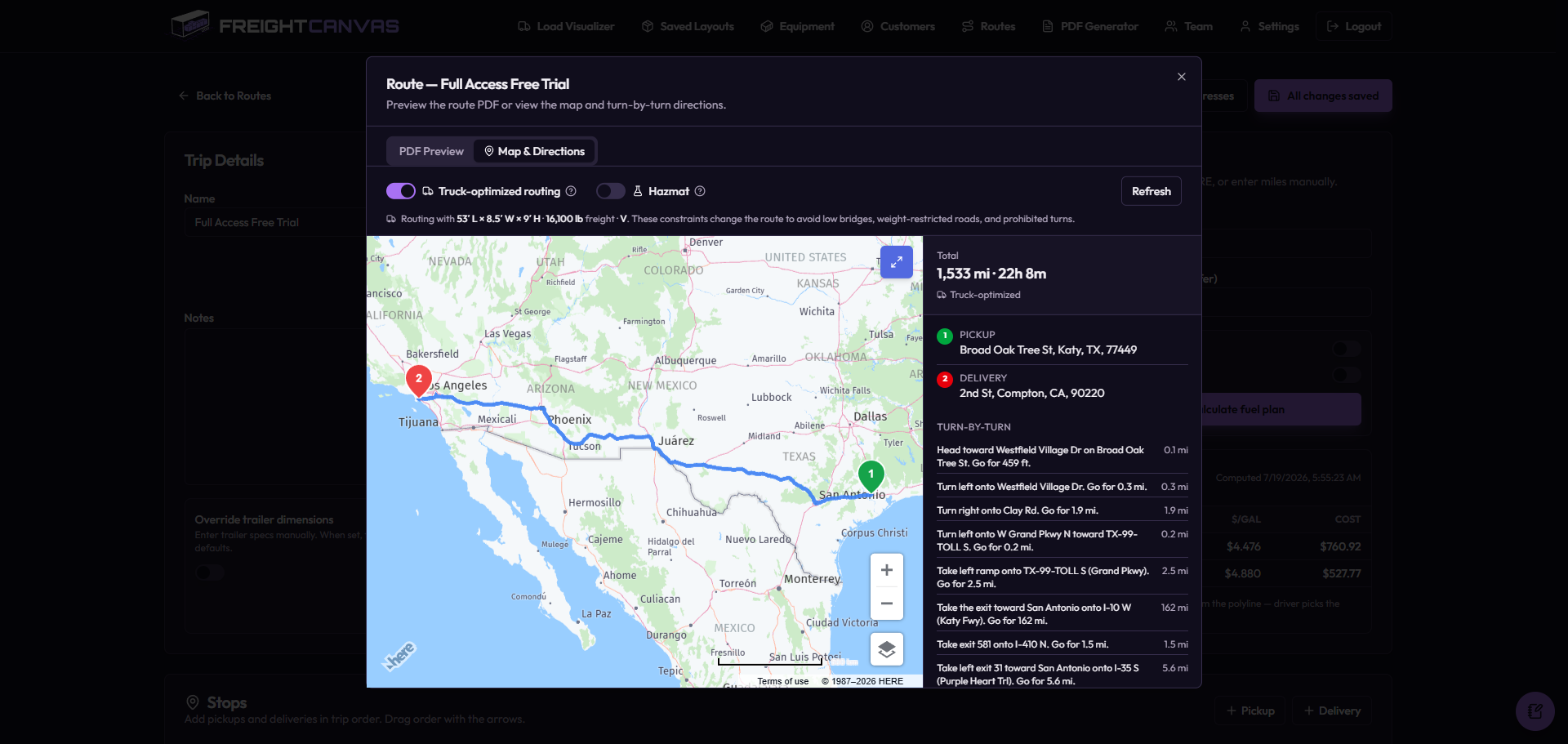Truck-Aware Routing